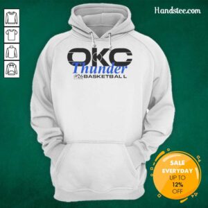Alt Text: Stylish Oklahoma City Thunder 2026 Playoffs basketball logo hoodie, perfect for fans and sportswear enthusiasts.