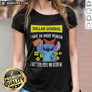 Cute Stitch x Dollar General tee featuring 'I Have An Anger Problem' design, perfect for expressing frustration.