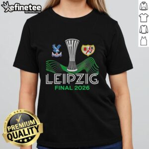 Premium Crystal Palace FC vs Rayo Vallecano UCL Final Ladies Tee featuring vibrant team graphics and stylish design.