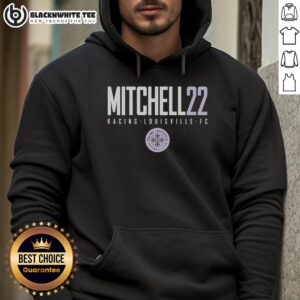 Good Mitchell 22 Racing Louisville FC hoodie in vibrant colors displayed on a hanger, perfect for fans and casual wear.