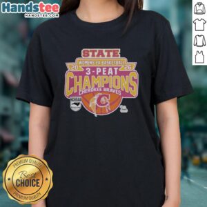 Official Cherokee Braves 2026 NCHSAA Women's 2A Basketball State Champions T-Shirt - Image 4