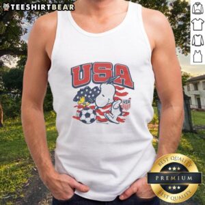 Nice Peanuts Snoopy X Us Soccer tank top featuring a playful Snoopy design perfect for soccer fans and Peanuts lovers.