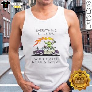 Awesome wizard police tank top featuring the phrase 'Everything is legal when there's no cops around' in vibrant colors.