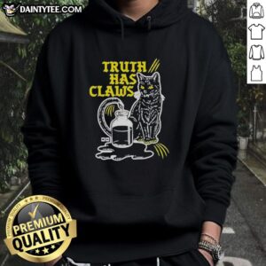 Hot Cat Truth Has Claws Hoodie in black, featuring a bold graphic design of a fierce cat and stylish hood.