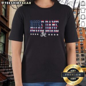 Premium Notre Dame Fighting Irish tall type flag ladies tee featuring vibrant colors and team logo for stylish game day wear.