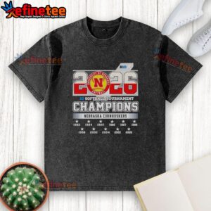 2026 Big Ten Softball Tournament Champions washed t-shirt featuring the Nebraska Cornhuskers logo and vibrant colors.