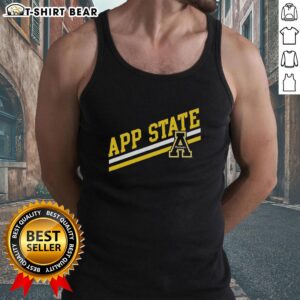 App State Sideline Tank Top in black, featuring the logo, perfect for fans at games or casual wear.