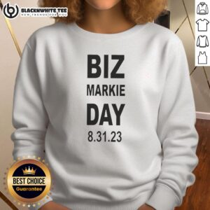 Alt Text: Cozy Nice Biz Markie Day sweatshirt from August 31, 2023, featuring vibrant colors and a stylish design for fans.