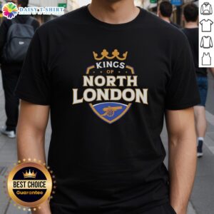 Original Kings Of North London Arsenal soccer T-shirt showcasing vibrant design and team pride.