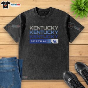 Alt Text: Top Kentucky Wildcats college softball hype washed t-shirt in blue, showcasing team spirit and athletic style.