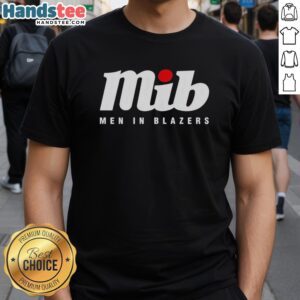 Alt Text: Official Mib Men In Blazers Logo T-Shirt featuring the iconic logo on a stylish black cotton shirt.