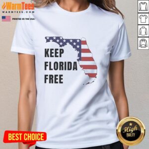 Alt Text: Funny Keep Florida Free Map Ladies Tee featuring a humorous design and vibrant colors for Florida enthusiasts.