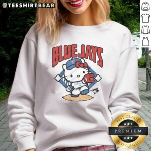 Cute Toronto Blue Jays Hello Kitty sweatshirt featuring a playful design, perfect for fans and fashion lovers.