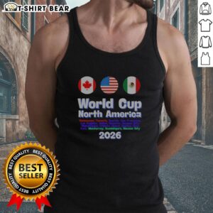 Alt Text: North America Soccer Fan wearing Awesome World Cup 2026 tank top, showcasing team spirit for the tournament.