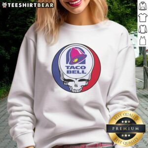 Vintage Hot Taco Bell x Grateful Dead logo sweatshirt featuring vibrant colors and iconic designs for casual wear.