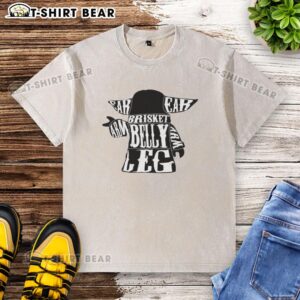 Cute Baby Yoda graphic on a washed t-shirt featuring brisket arm and belly design, perfect for Star Wars fans.