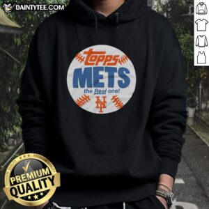 Alt Text: Awesome New York Mets MLB X Topps Baseball The Real One Hoodie featuring team colors and logo in a stylish design.