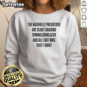 Premium Nashville Predators sweatshirt featuring Tom Wilson design, perfect for hockey fans and stylish game day wear.