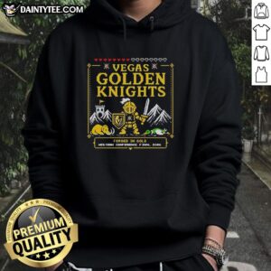 Premium Vegas Golden Knights 2026 Western Conference Final pixelated knight retro hoodie in black and gold.
