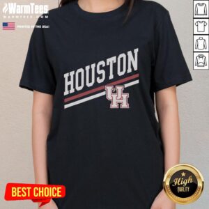 Alt Text: Premium Houston Sideline Red Ladies Tee featuring a stylish design, perfect for game days and casual wear.