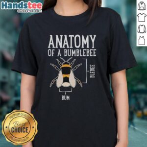 Original Anatomy of a Bumblebee Ladies Tee featuring detailed bumblebee illustration on a stylish women's shirt.