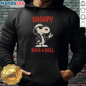 Awesome Snoopy Rock and Roll cartoon hoodie featuring Snoopy in a vibrant, fun design perfect for fans.
