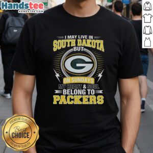 Green Bay Packers NFL t-shirt featuring 'My Heart and Soul Belong to Packers' design, perfect for fans in South Dakota.