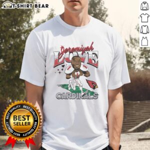 Alt Text: Stylish Arizona Cardinals Jeremiyah Love T-Shirt featuring vibrant team colors and logo, perfect for fans.