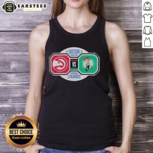 Awesome Atlanta Hawks vs Boston Celtics 2026 NBA Playoffs Eastern Conference Semifinals tank top design featuring team logos.