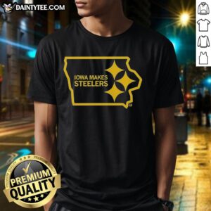 Good Iowa Steelers State Outline Logo T-Shirt featuring a stylish design for fans of Iowa and Pittsburgh Steelers.