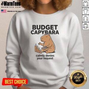 Alt Text: Cozy Official Budget Capybara Sweatshirt featuring a playful capybara design, perfect for casual wear and animal lovers.