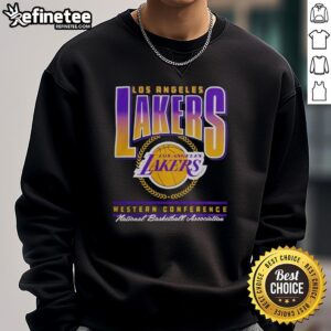 Pretty Black Los Angeles Lakers Western Conference NBA Swish Sweatshirt featuring team logo and stylish design.