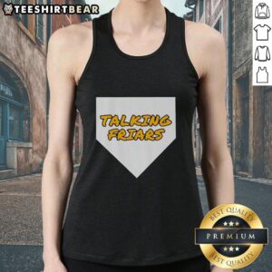 Alt Text: Top San Diego Padres Baseball Talking Friars logo tank top in navy blue, perfect for Padres fans and summer wear.