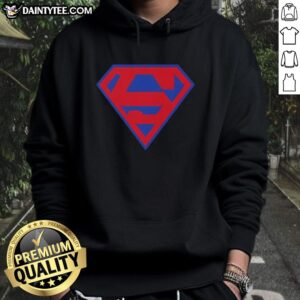 Pretty M Jackson Superman superhero DC Universe logo hoodie featuring vibrant colors and a stylish design for fans.