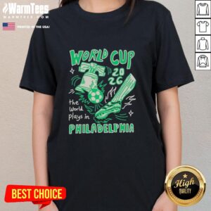 Philadelphia Ladies Tee showcasing the Good World Cup design, celebrating soccer and community spirit in Philadelphia.