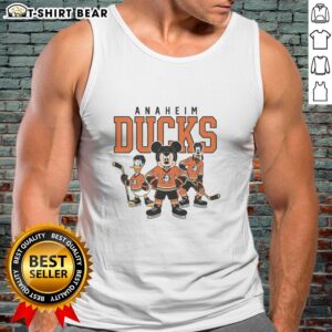 Stylish Anaheim Ducks Disney team ice hockey tank top featuring bold colors and logo, perfect for fans and summer wear.
