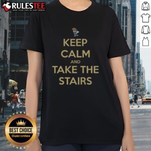 Original Georgia Tech Keep Calm And Take The Stairs Mascot Ladies Shirt featuring a vibrant graphic design.