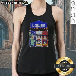 Nice Lowe'S Mickey Mouse Statue Of Liberty Patriot Uncle Sam USA Tank top in white, front view with vibrant patriotic graphic