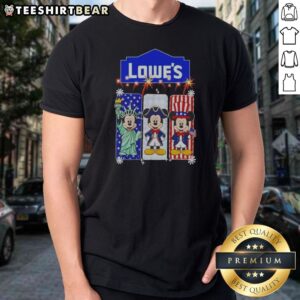 Nice Lowe'S Mickey Mouse Statue Of Liberty Patriot Uncle Sam USA Shirt featuring a patriotic graphic on a comfortable cotton tee