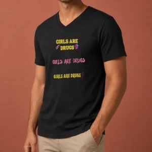 Funny Girls Are Drugs Sticker Set T Shirt Premium Oversized V-Neck Shirt