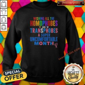 Nice Wishing All The Homophobes And Transphobes A Super Uncomfortable Month sweatshirt optimized for display
