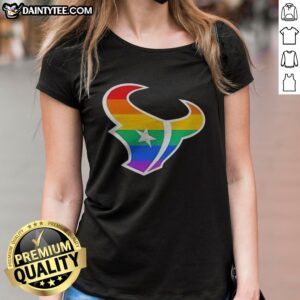 Official Houston Texans Pride Flag Logo NFL Football Team Sports Rainbow Logo Art Ladies Shirt in vibrant colors