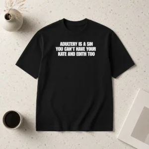 Funny Adultery Is A Sin You Cant Have Your Kate And Edith Too t shirt in black crew neck style