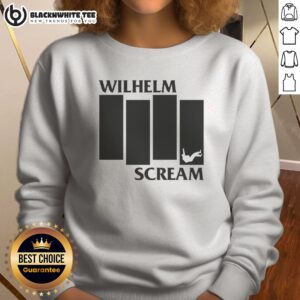 Top Wilhelm Scream Black Flag Sweashirt in black with bold graphic print, crew neck and long sleeves