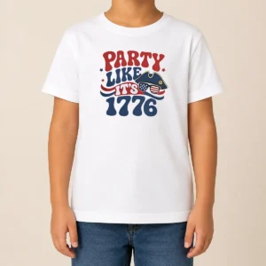Nice Party Like It Is 1776 American Flag Sunglasses Revolutionary War Patriot Kids T-Shirt