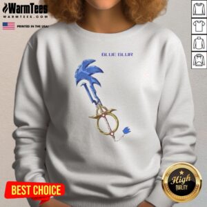 Original The Hedgehog Keyblade Blue Blur Design Sweatshirt in blue, featuring a vibrant graphic print on a comfortable crewneck sweatshirt