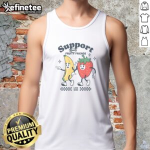 Original Support Your Fruity Friends tank top featuring vibrant fruit-themed graphics.