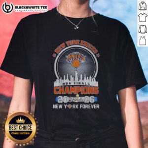 Original New York Knicks NBA Finals Champions 2026 Ladies Shirt in navy blue with team logo and championship text