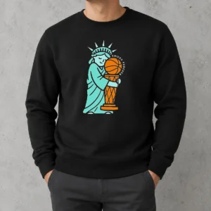 Top Statue Of Liberty Hug Larry O'Brien Trophy Knicks Forever Sweater