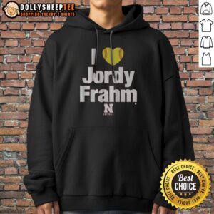 Hot Nebraska Softball I Heart Jordy Frahm Hoodie featuring a vibrant design perfect for fans.